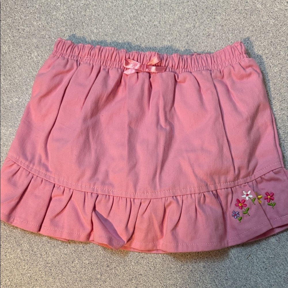 Bon Bebe Pink Ruffled Skirt/Skort with Floral Embroidery NWOT